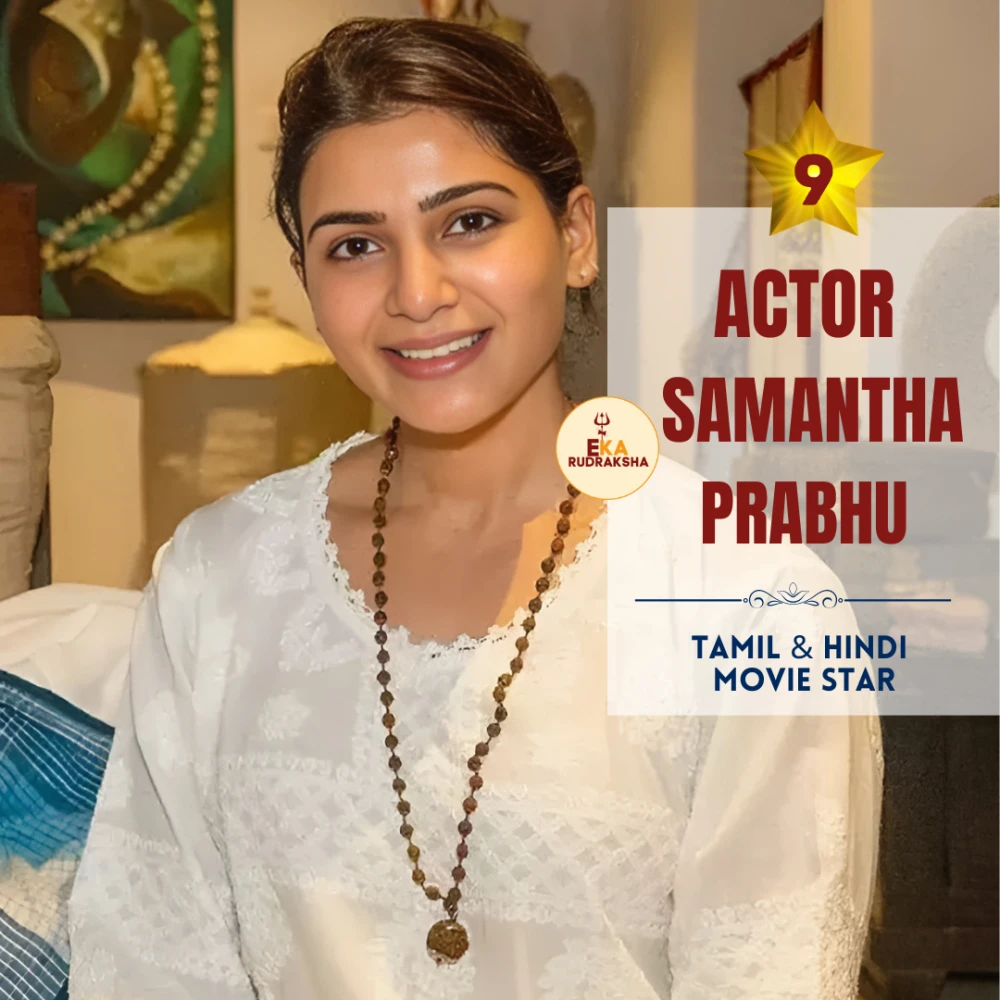 bollywood and south cinema actress samantha wearing Rudraksha mala