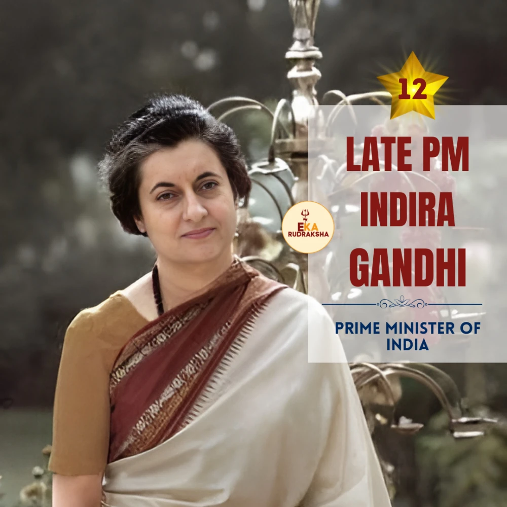 politician indian pm indira gandhi wearing Rudraksha mala