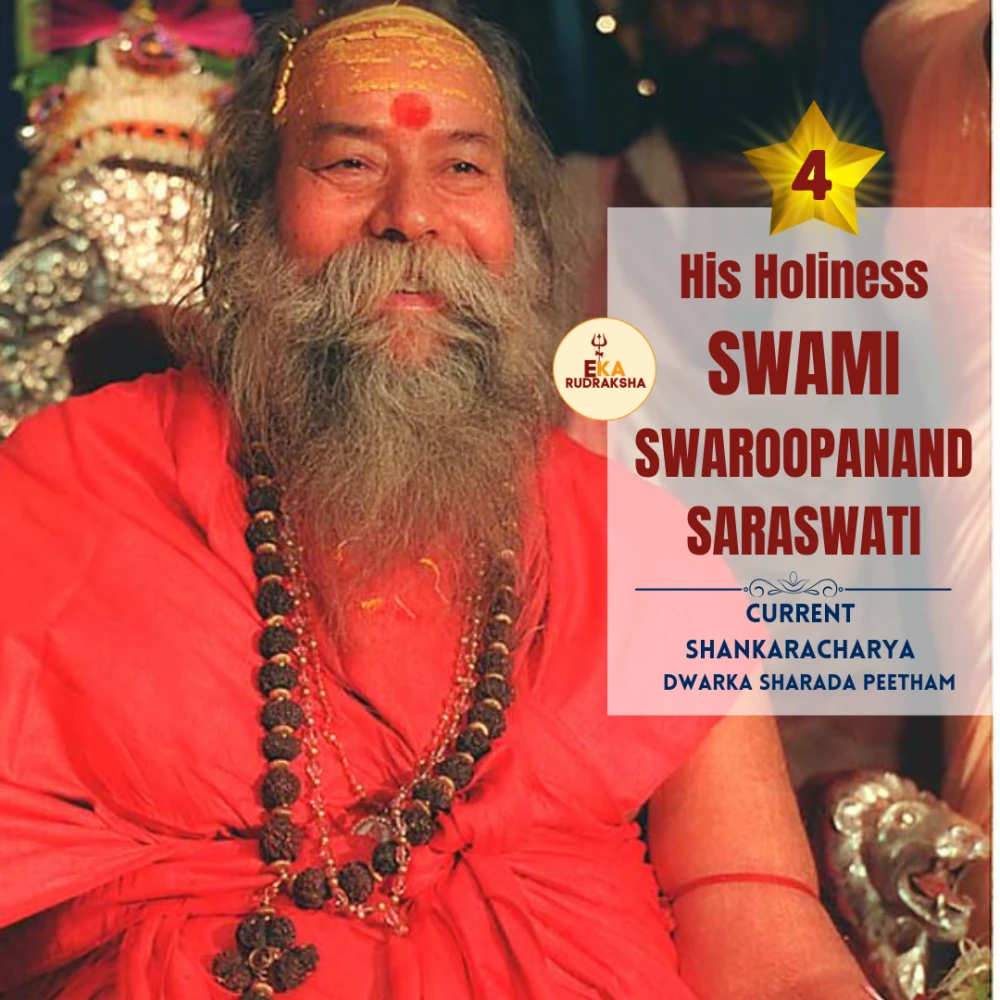 indian guru swami swaroopanand ji wearing Rudraksha mala