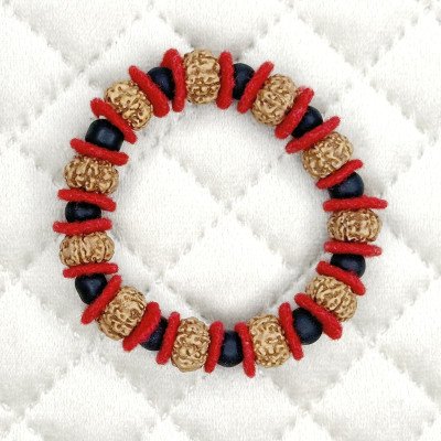 6 Mukhi Rudraksha and Shaligram bracelet for Men Women Lab Certified Murugun Vishnu