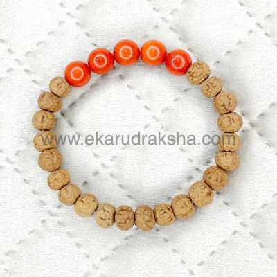 7 Mukhi Rudraksha Coral Moonga Bracelet Lab Certified money block clearance