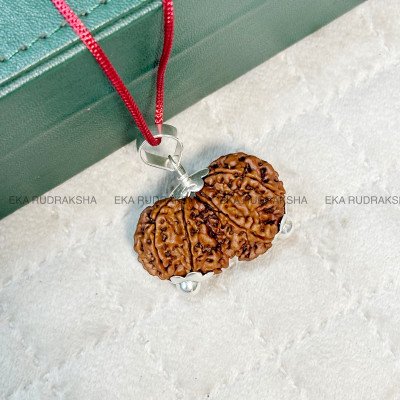 Nepali Gauri shankar Rudraksha Lab Certified Silver Chain pendant design Shiva Shakti marriage love relationships Moon emotions Mala