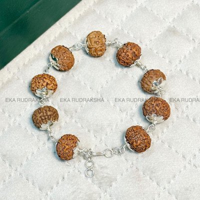 7 Mukhi Rudraksha bracelet pure silver java seven face saat mukh maa Laxmi financial prosperity abundance growth saturn sade sati relief hand band