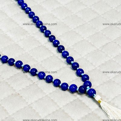 Lapis Lazuli Mala 108 beads Lab Certified 8 mm Lajward dark blue third eye throat chakra balance spiritual growth necklace