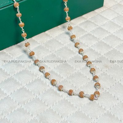 Pure Silver Rudraksha mala 7 mm 108 or 54 necklace authentic designer silver caps