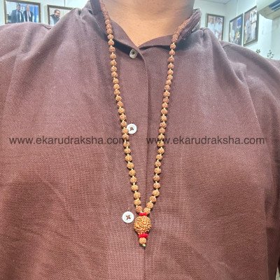 Nepal 3 Mukhi Rudraksha Mala 108 Lab Certified Tridev brahma vishnu mahesh good health child protection necklace