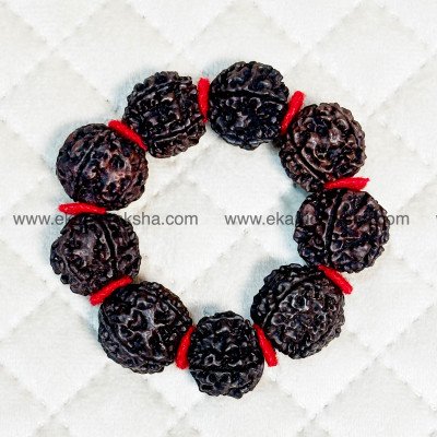 Nepali Black 5 Mukhi large rudraksha bracelet aghori shiva energy power boost guru vishuddha throat chakra balance wrist band