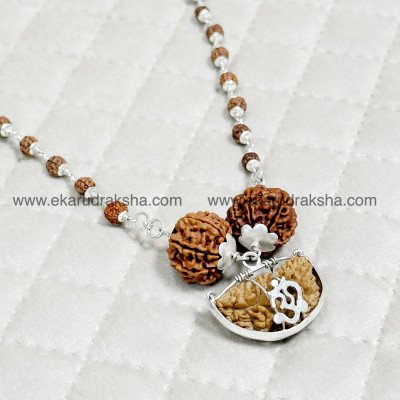 Rudraksha combination mala 1 7 8 mukhi lab certified 925 silver chain health career financial improvement saturn rahu relief necklace