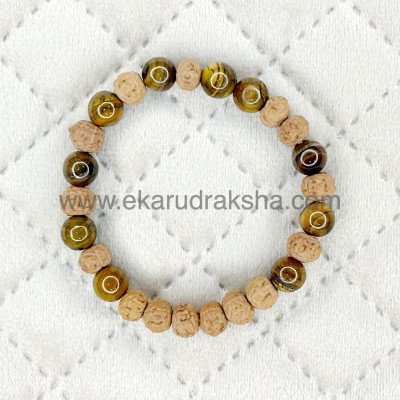 7 Mukhi Rudraksha Tiger Eye bracelet Lab Certified beads wealth prosperity