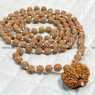 Nepali 9 Mukhi Rudraksha mala 108 beads Lab Certified Durga Power energy confidence Ketu relief Sahashara crown chakra balance necklace