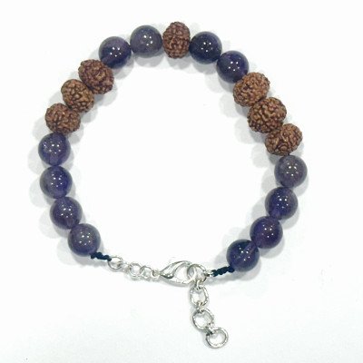 9 Mukhi Rudraksha amethyst bracelet Lab Certified for Confidence maa Durga