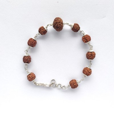 7 Mukhi Rudraksha pure silver bracelet Lab Certified wealth prosperity Laxmi
