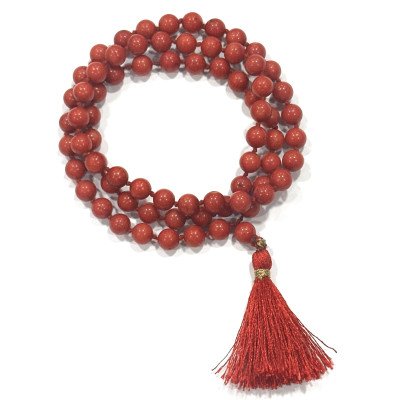 Red coral original Mala 108 beads 9 mm